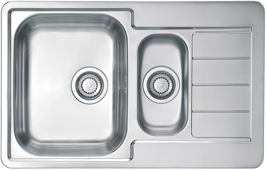 Alveus Line Start 70 zlewozmywak stalowy 79x50 cm wpuszczany 1.5-komorowy satyna 1082559