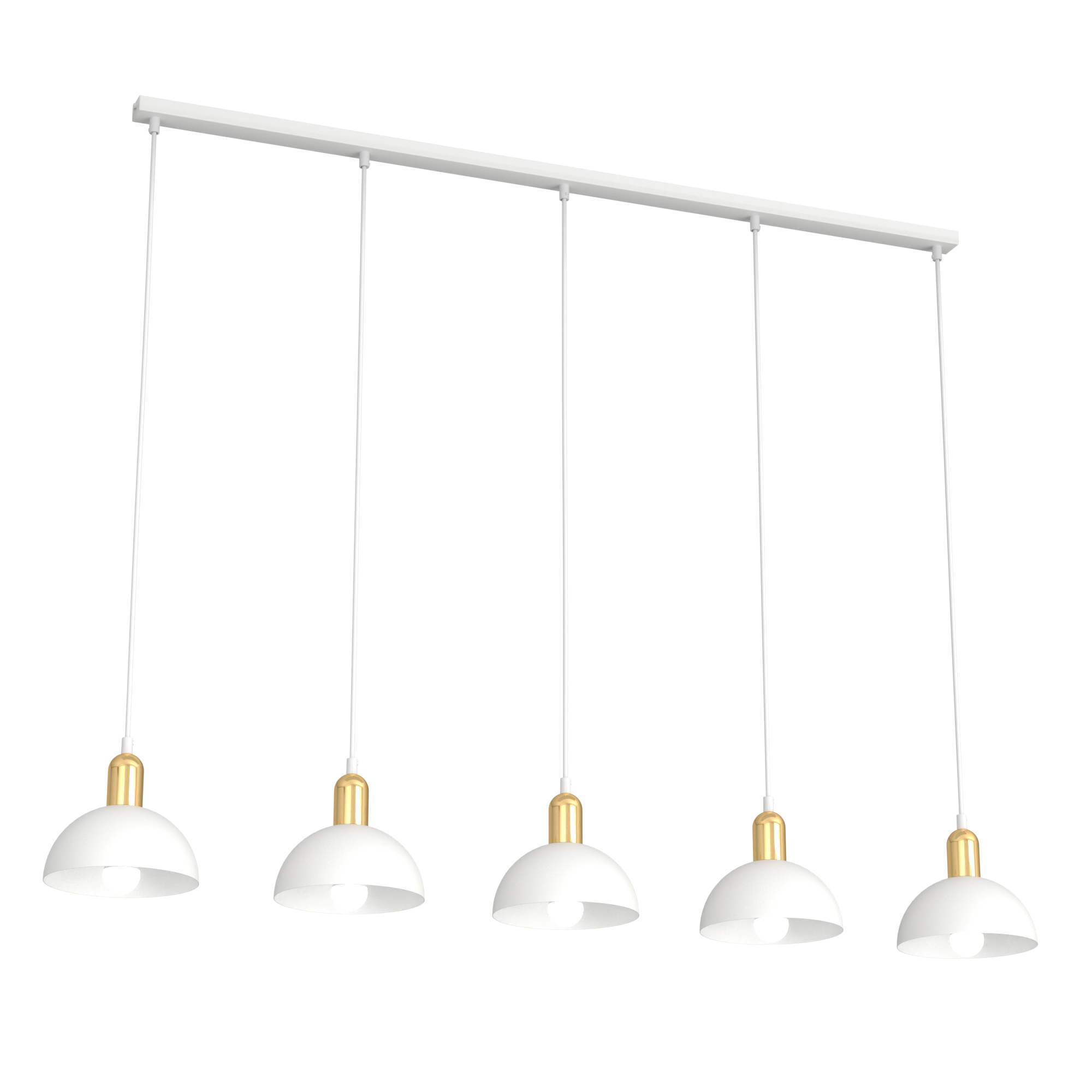 Emibig Moto lampa wisząca 5x15 W biała-złota 1387/5