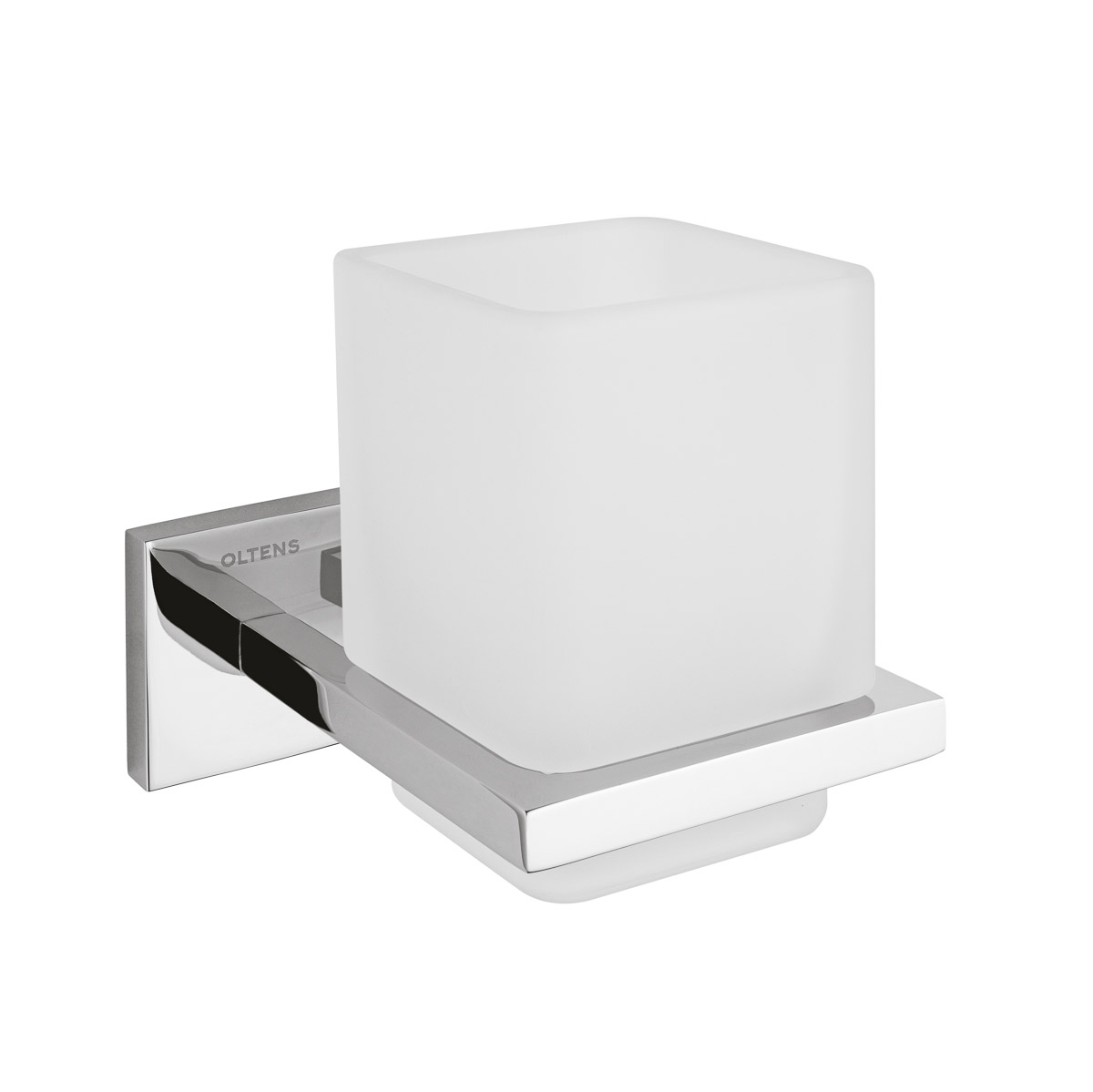 Oltens Tved kubek do mycia zębów z uchwytem ściennym szkło szronione/chrom 86101510 - Wysyłka w 24h