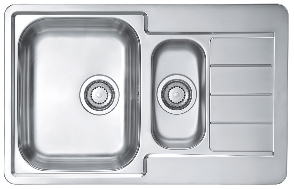Alveus Line Start 70 zlewozmywak stalowy 79x50 cm wpuszczany 1.5-komorowy len 1082081