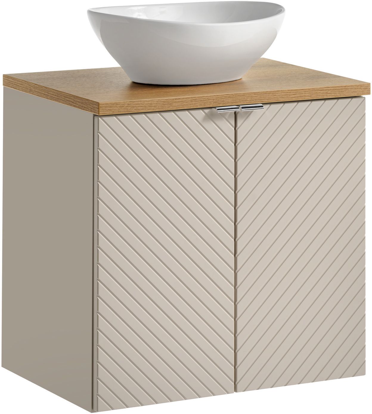Zestaw Comad Viva Cashmere szafka 60x39x57 cm podumywalkowa wisząca kaszmir z blatem dąb i umywalką SET-VIC B OAK 60CM D UN LOLA GW