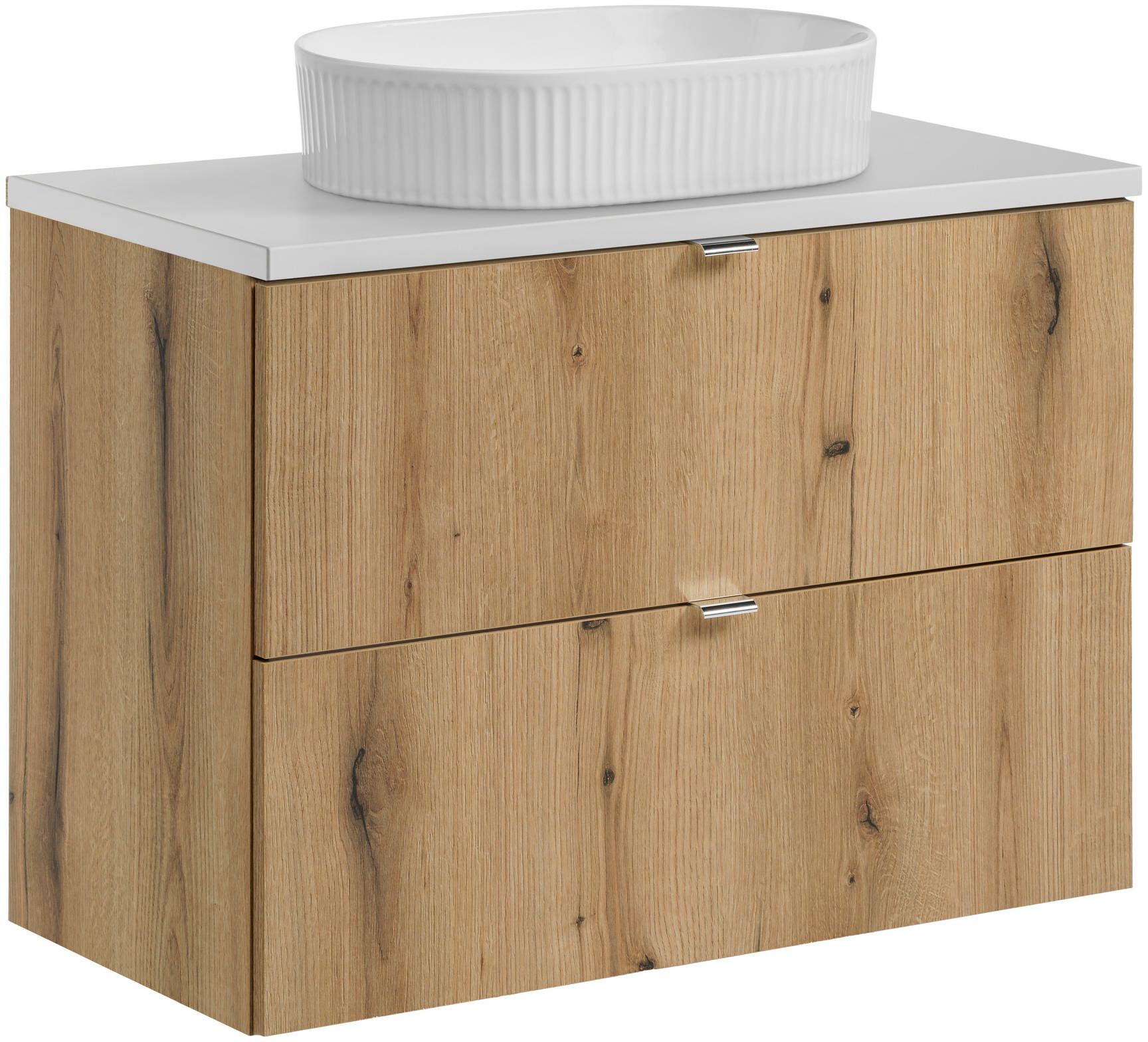 Zestaw meblowy Nova Oak szafka podumywalkowa 80 cm dąb z blatem białym i umywalką nablatową Beyond SET-NOA B WHITE 80CM S UN BEYOND 5 WH