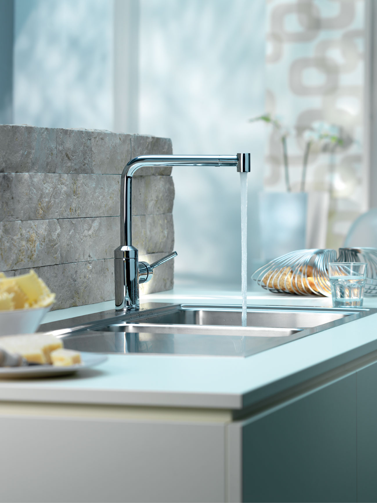 Kludi L-ine bateria kuchenna stojąca z wyciąganą wylewką chrom 428210577