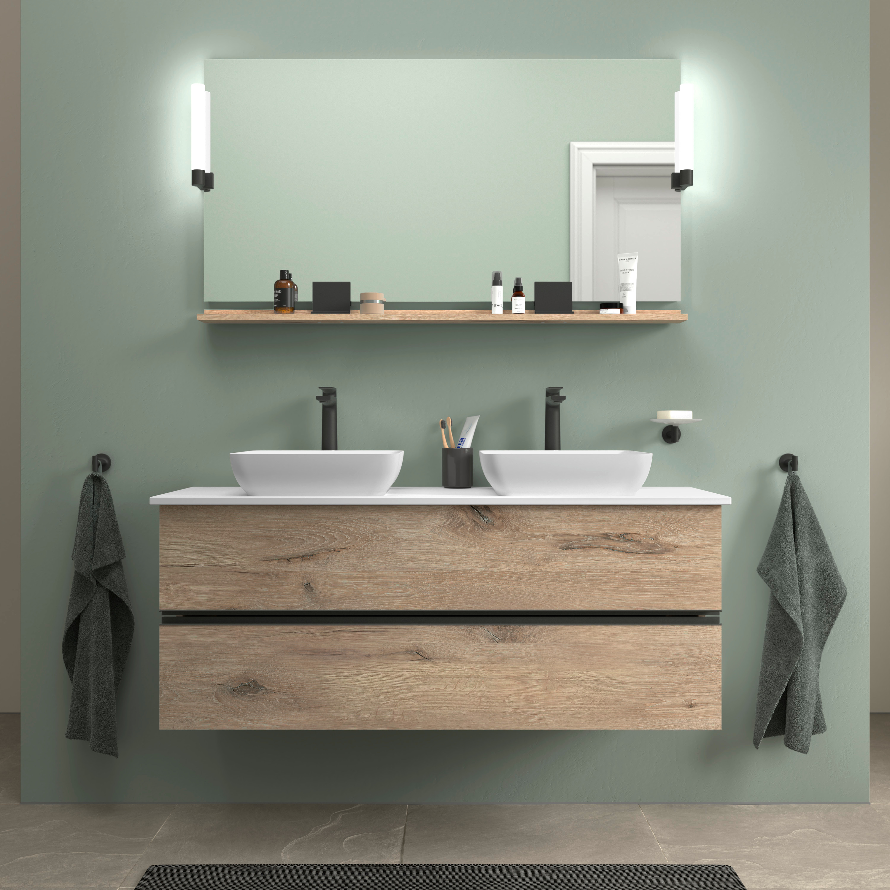 Duravit Sivida półka 128 cm czarna-dąb SV74350BD550000