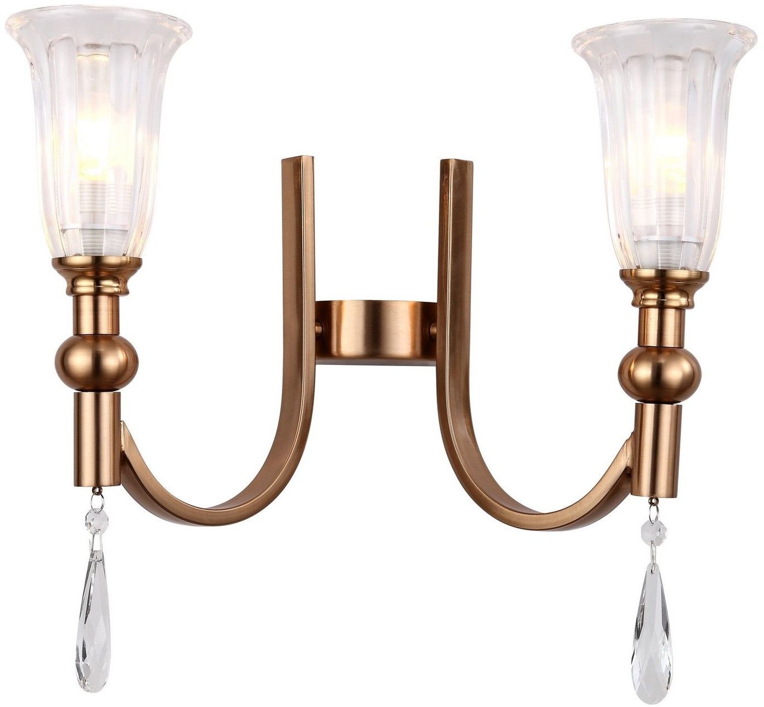 Lumina Deco Rionella W2 kinkiet 2x40W mosiądz/przezroczysty LDW8041-2MD