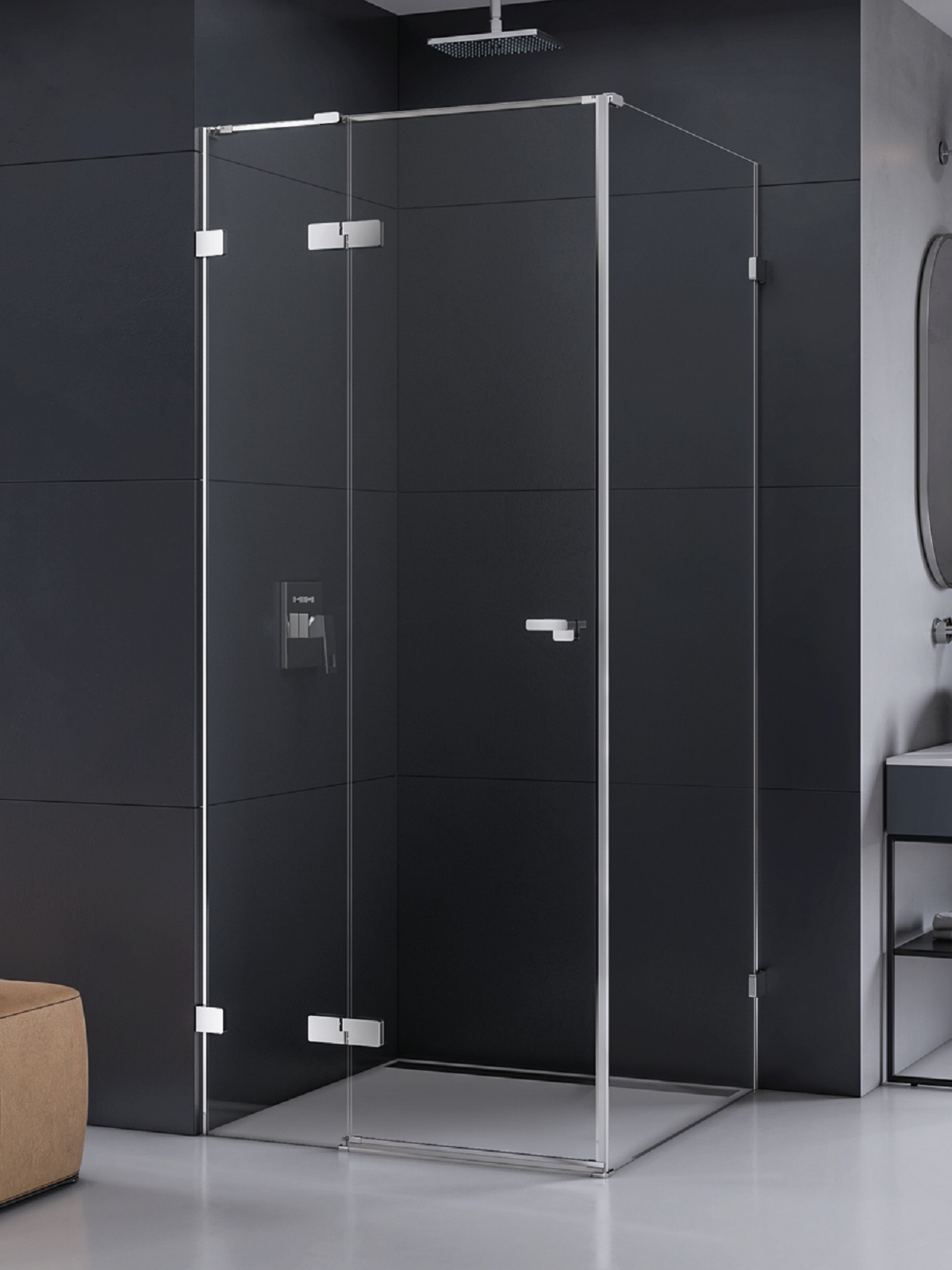New Trendy Eventa kabina prysznicowa 90x80 cm prostokątna lewa chrom połysk/szkło przezroczyste EXK-4475