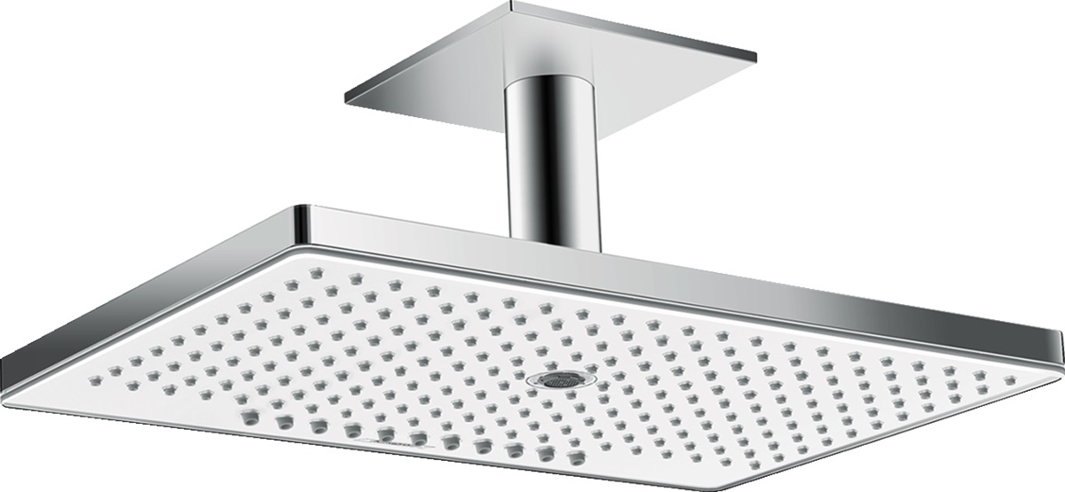 Hansgrohe Rainmaker Select EcoSmart deszczownica 46x30 cm z ramieniem sufitowym biały/chrom 24016400
