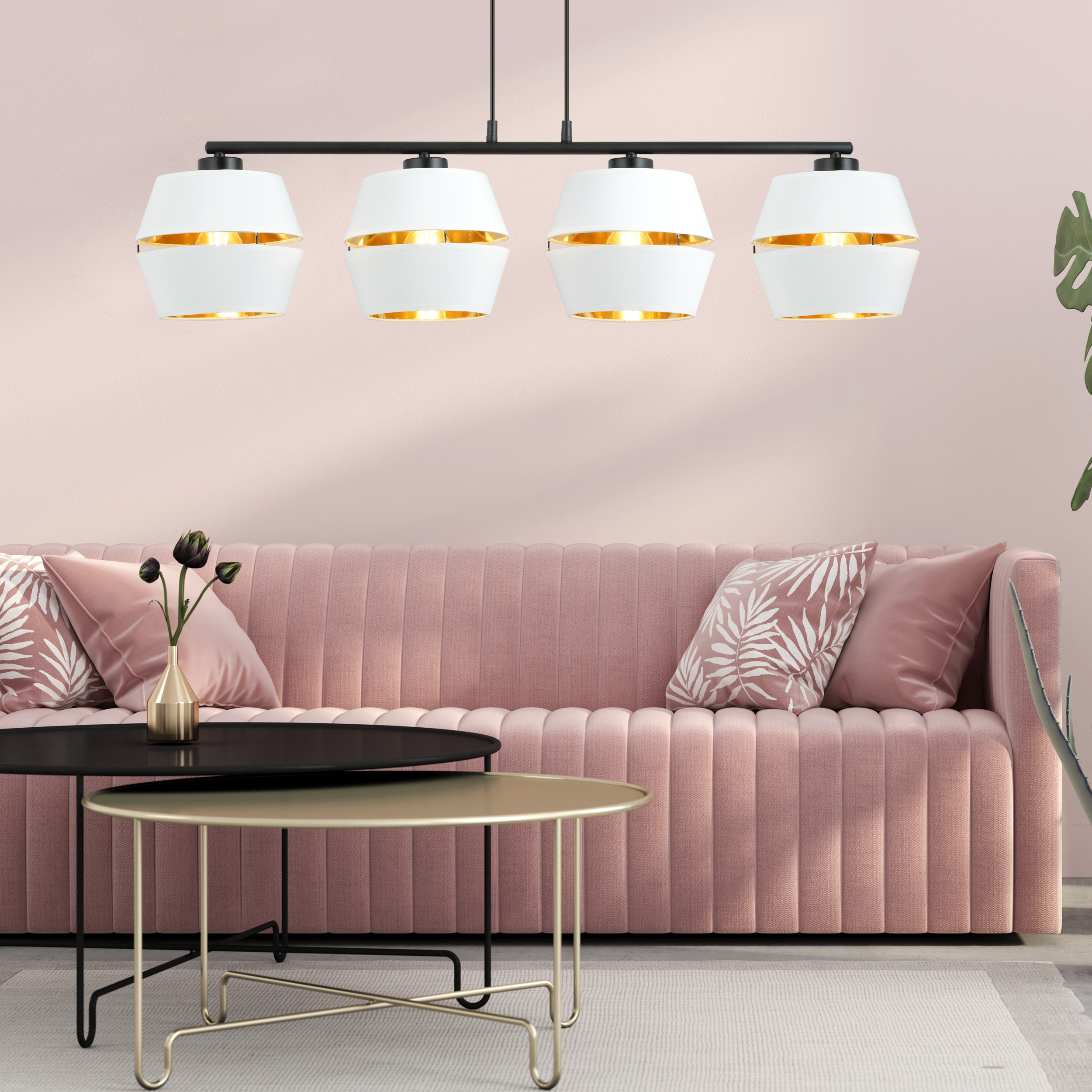 Emibig Piano lampa wisząca 4x15 W biała-czarna-złota 1182/4