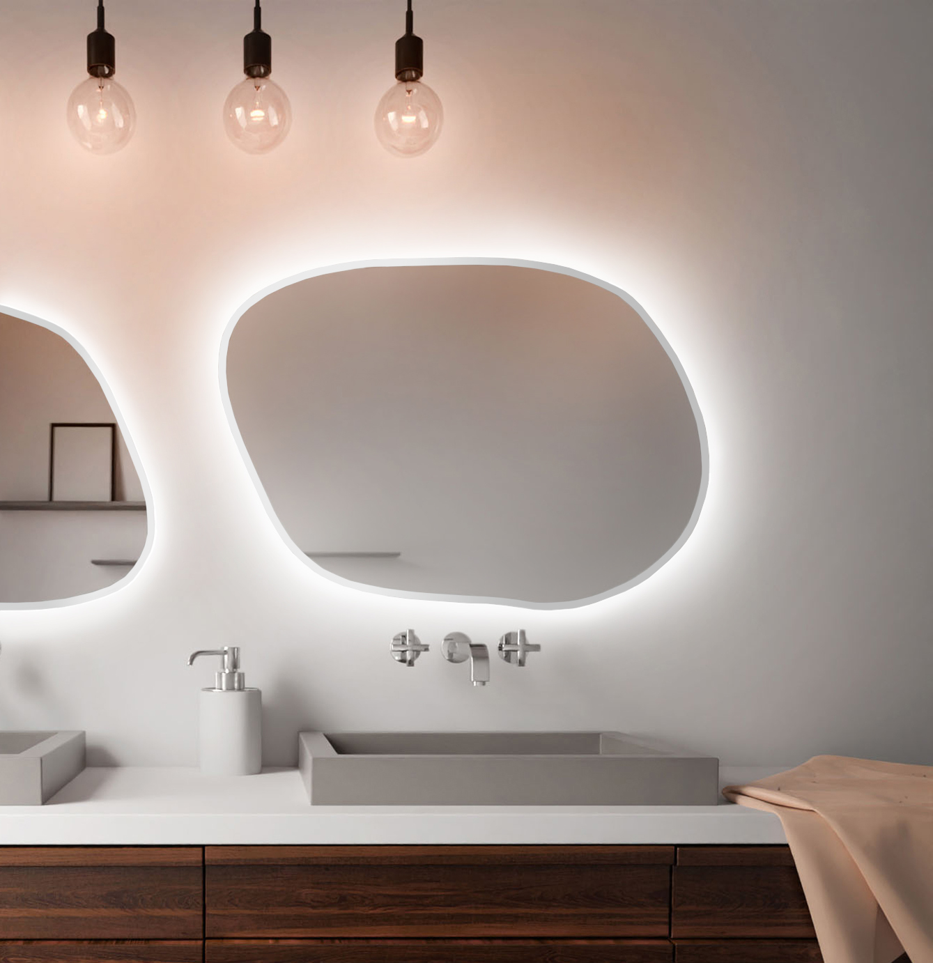 Baltica Design Bright Stain IV lustro 100x71 cm białe barwa światła neutralna z włącznikiem bezdotykowym