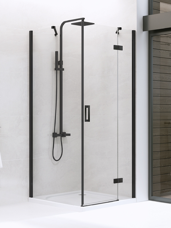 New Trendy New Renoma Black kabina prysznicowa 90x80 cm prostokątna czarny mat/szkło przezroczyste D-0202A/D-0111B - Wysyłka w 24h
