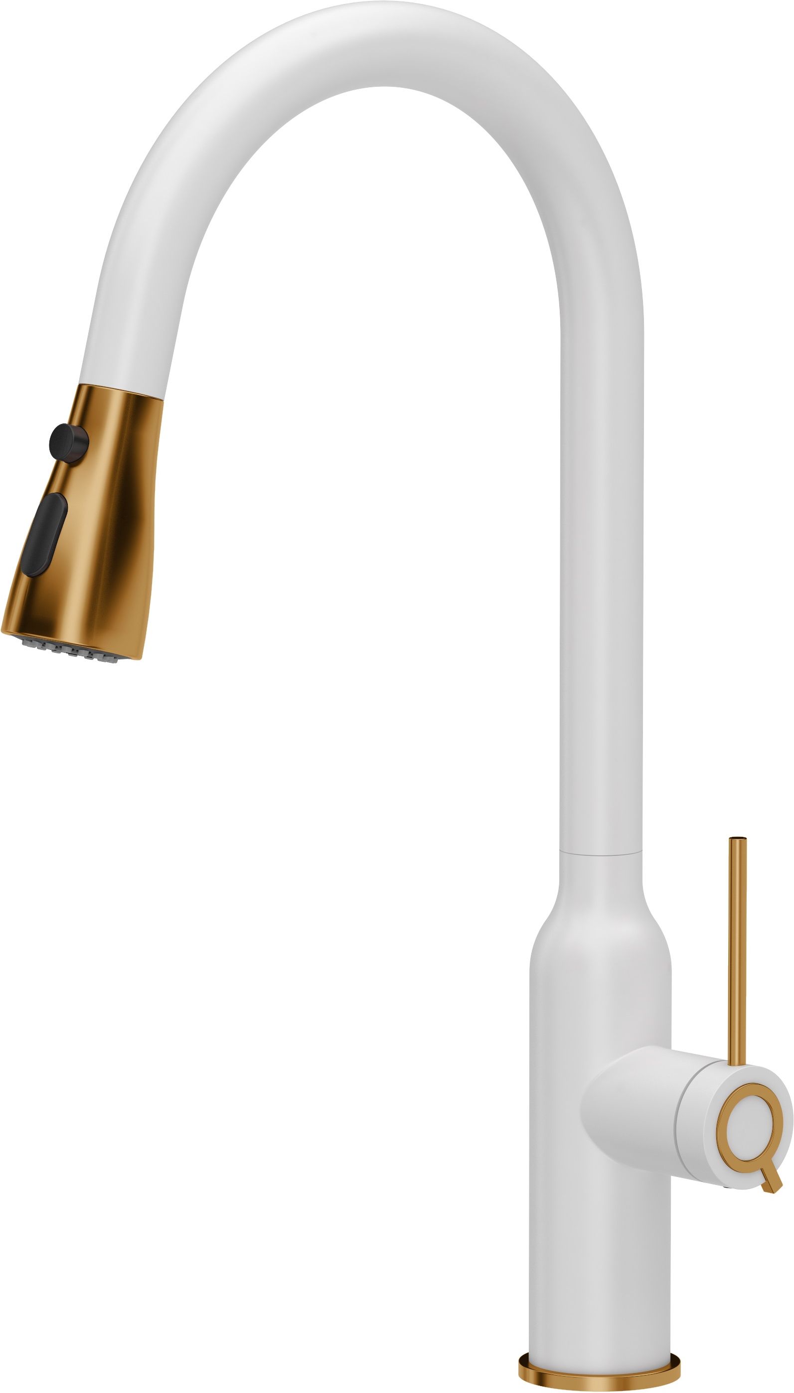 Quadron Jessica Q Line Very White bateria kuchenna stojąca z wyciąganą wylewką biały mat/miedziany 3573591_WHMPVDC1