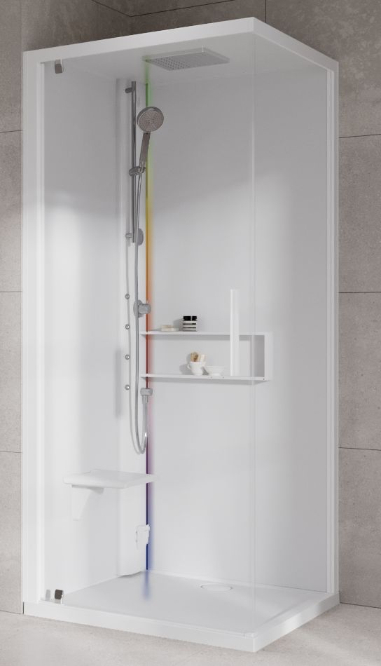 Novellini Glax 2 2.0 G+F kabina z hydromasażem 90 cm kwadratowa lewa parowa z brodzikiem total biała G22GF90SM5-1UU