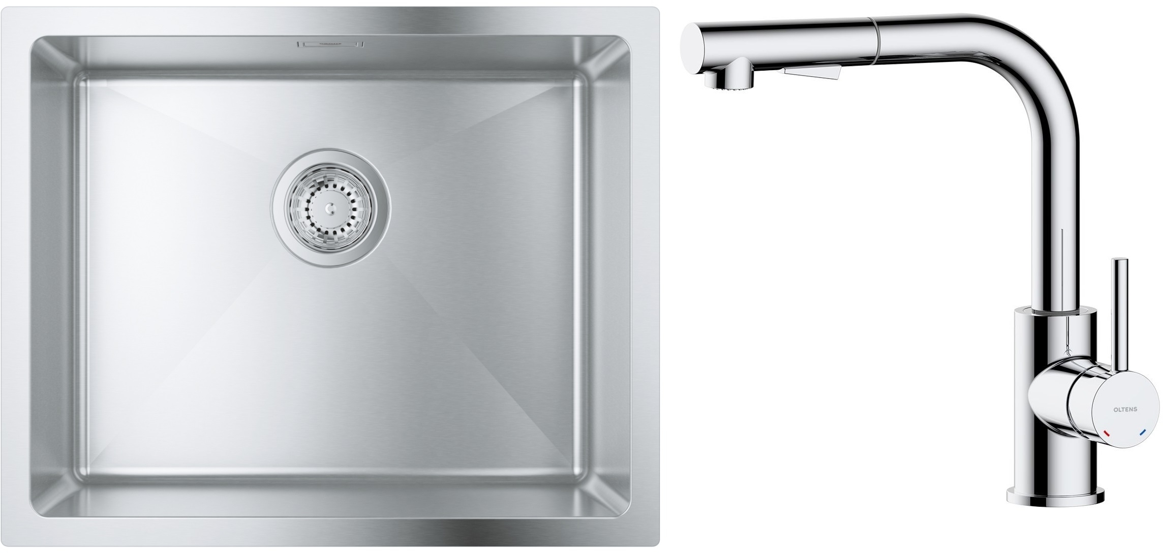 Zestaw Grohe K700 zlewozmywak 50x40 cm z baterią kuchenną Oltens Myvat stal szlachetna/chrom (35205100, 31574SD1) - Wysyłka w 24h