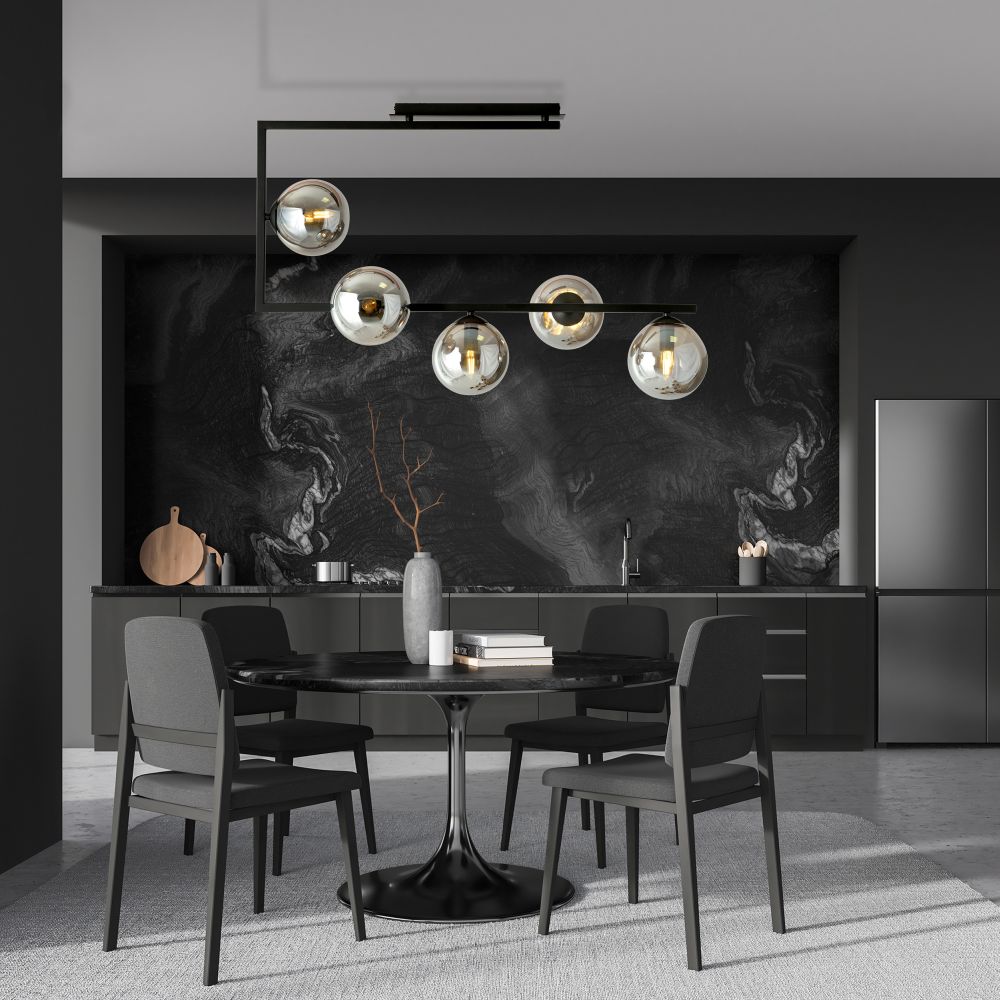 Emibig Soma lampa podsufitowa 5x10W czarny/szkło grafitowe 1290/5