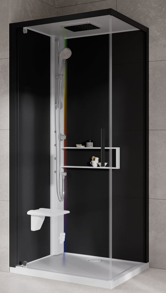Novellini Glax 2 2.0 G+F kabina z hydromasażem 90 cm kwadratowa lewa parowa z brodzikiem biała G22GF99SM5-1UH