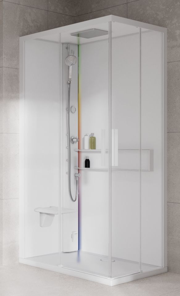 Novellini Glax 2 2.0 A kabina z hydromasażem 90x70 cm lewa parowa z brodzikiem total biała G22A9070SM5-1UU