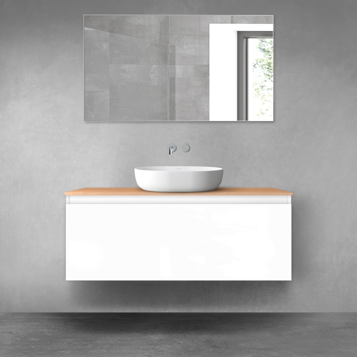 Oltens Vernal szafka 120 cm podumywalkowa wisząca biały połysk 60016000 - Wysyłka w 24h