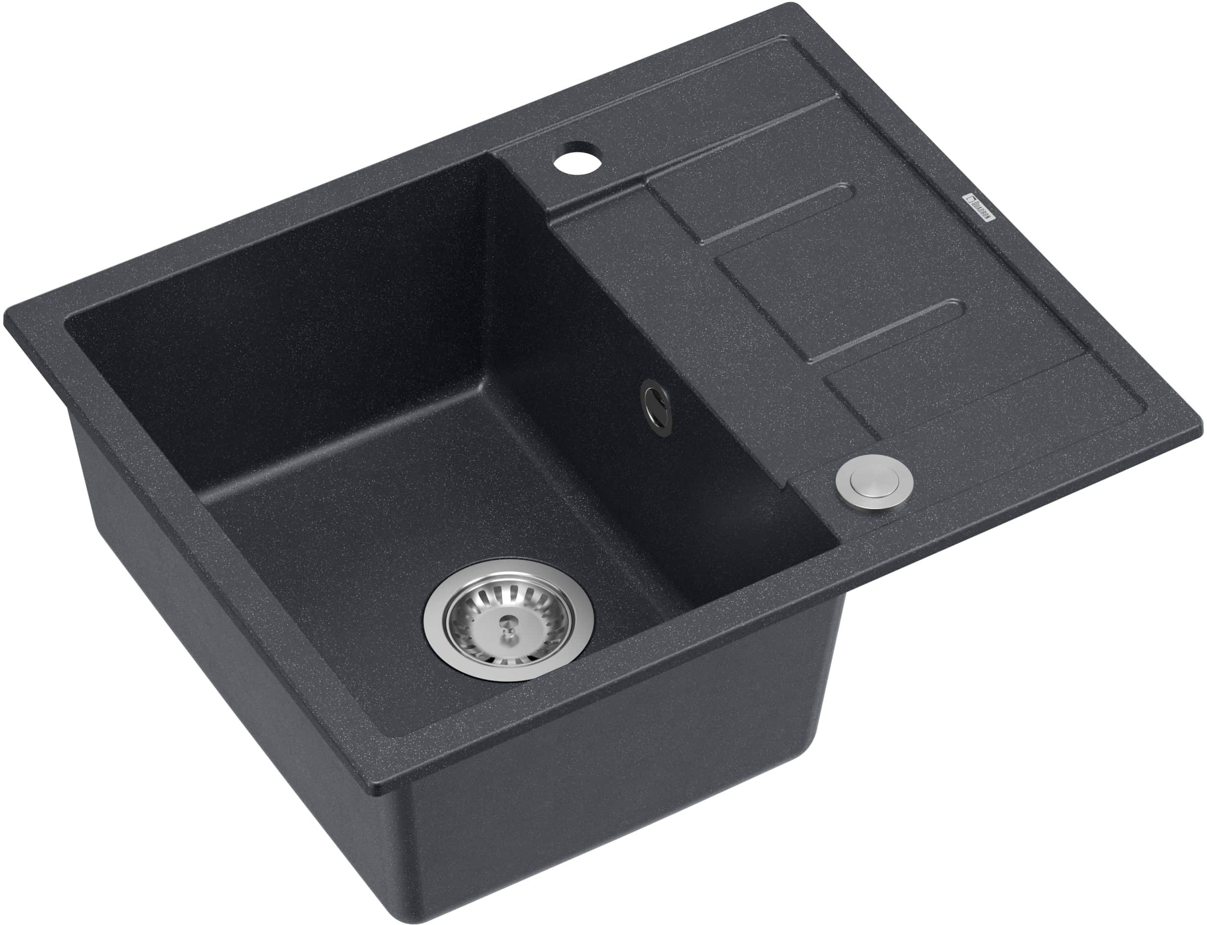 Quadron Morgan 116 zlewozmywak 62x50 cm wpuszczany GraniteQ black diamond/stal HB8210U8-BS_P2O