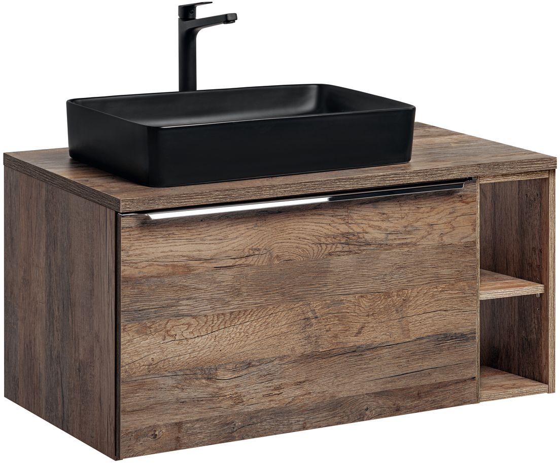 Comad Santa Fe Oak szafka 100 cm podumywalkowa wisząca z umywalką dąb SET-SFO B 100CM UN. 6275 BLACK 81-01