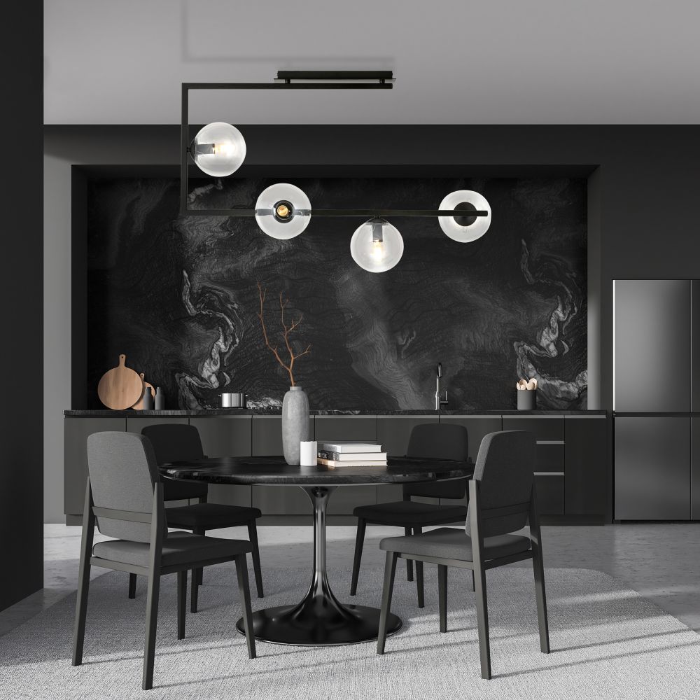 Emibig Soma lampa podsufitowa 4x10 W czarny/szkło przejrzyste 1289/4