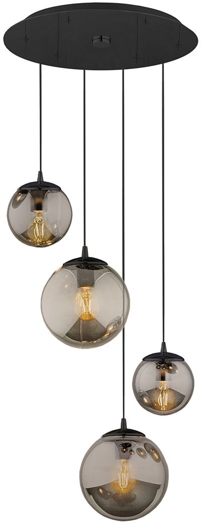 Argon Frisco lampa wisząca 4x15W szkło przydymione/czarny struktura 1843
