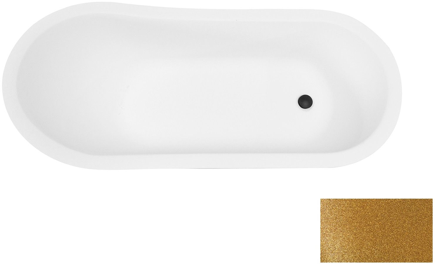 Besco Olaya Glam wanna wolnostojąca 160x68 cm owalna biały połysk/złoty/czarny #WAO-160-GZB
