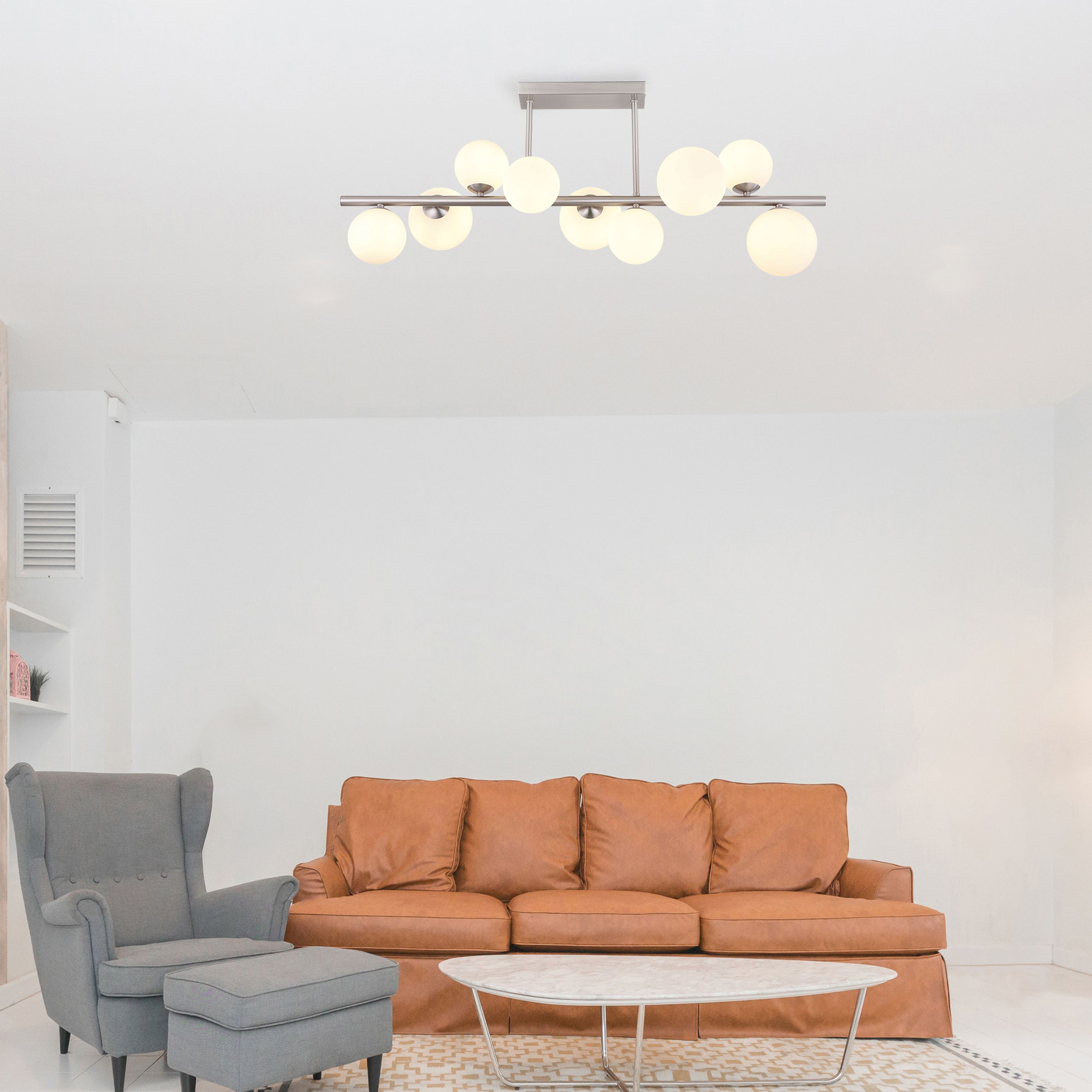 Globo Lighting Riha lampa podsufitowa 9x3,5W nikiel mat/szkło opalizowane 56140-9D