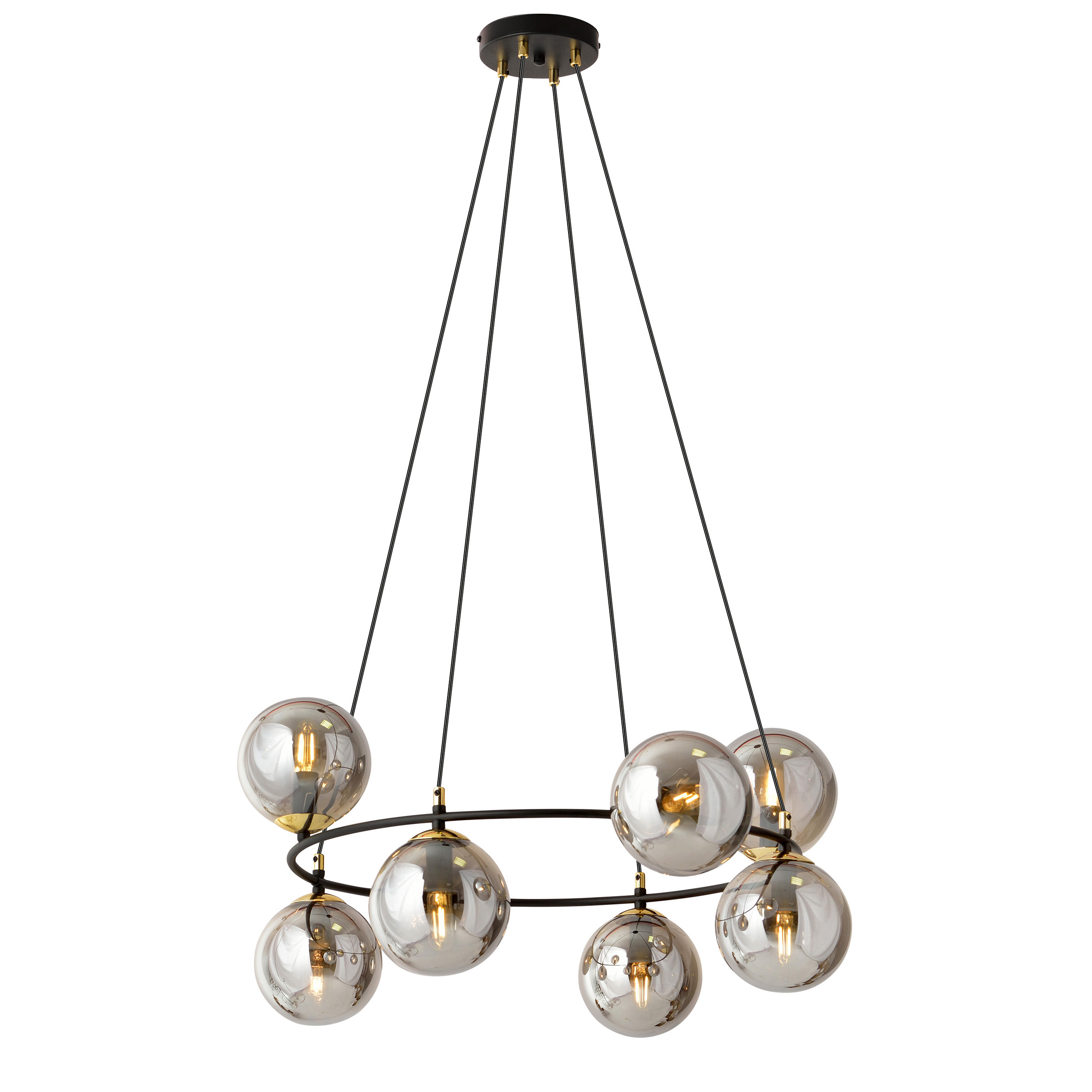 Emibig Azura lampa wisząca 7x10W czarny/szkło grafitowe 1294/8