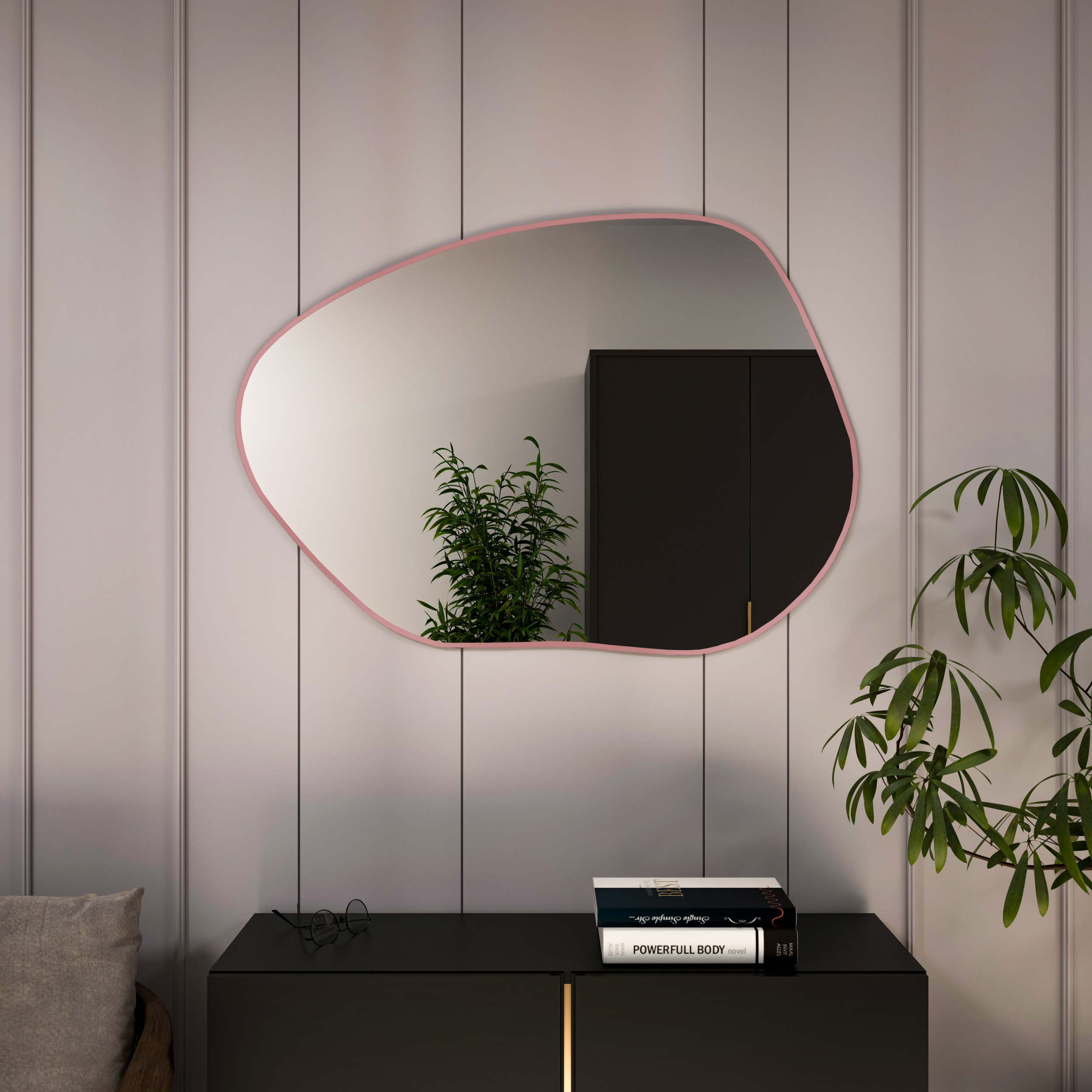 Baltica Design Tiny Border Stain I lustro 80x57 cm pudrowy róż