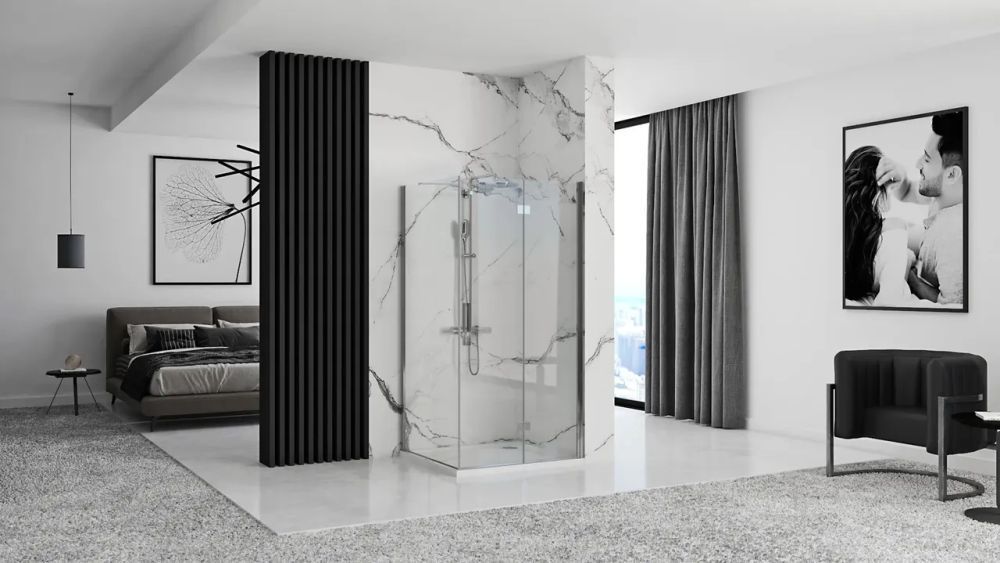 Rea Molier Chrom kabina prysznicowa 90x80 cm prostokątna chrom/szkło przezroczyste REA-K8539/REA-K8534 - Wysyłka w 24h