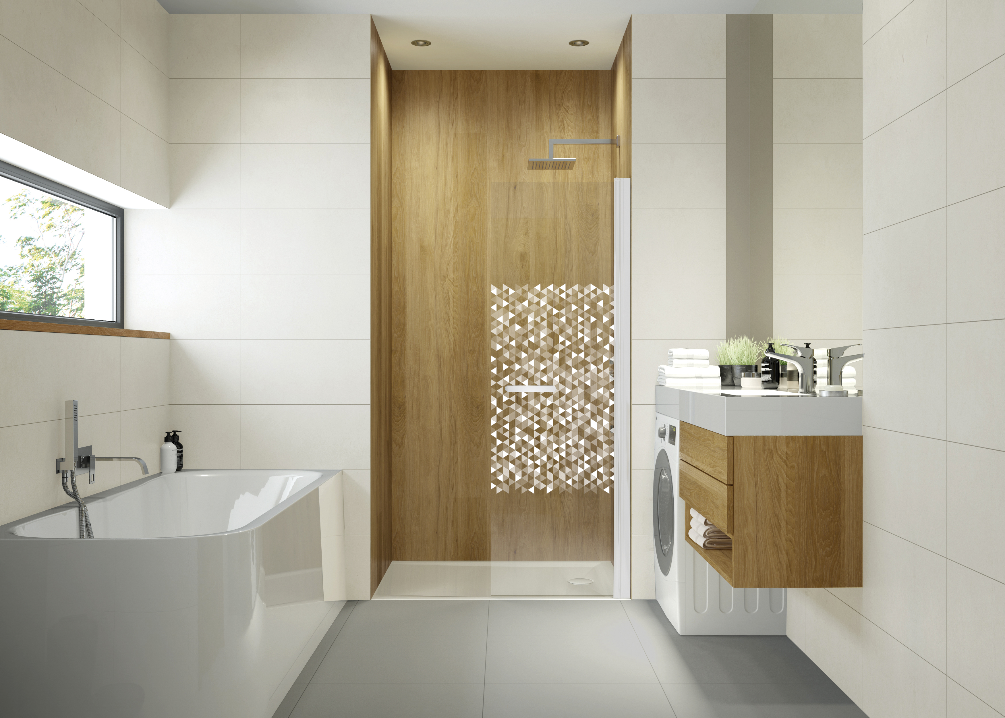 Sanplast Exa Line ścianka prysznicowa walk-in 70 cm biały mat/szkło ze wzorem 600-540-1600-24-151