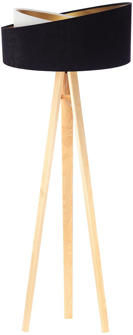 BPS Koncept Galaxy lampa stojąca 1x60 W biała-czarna-złota-drewno 060P-025