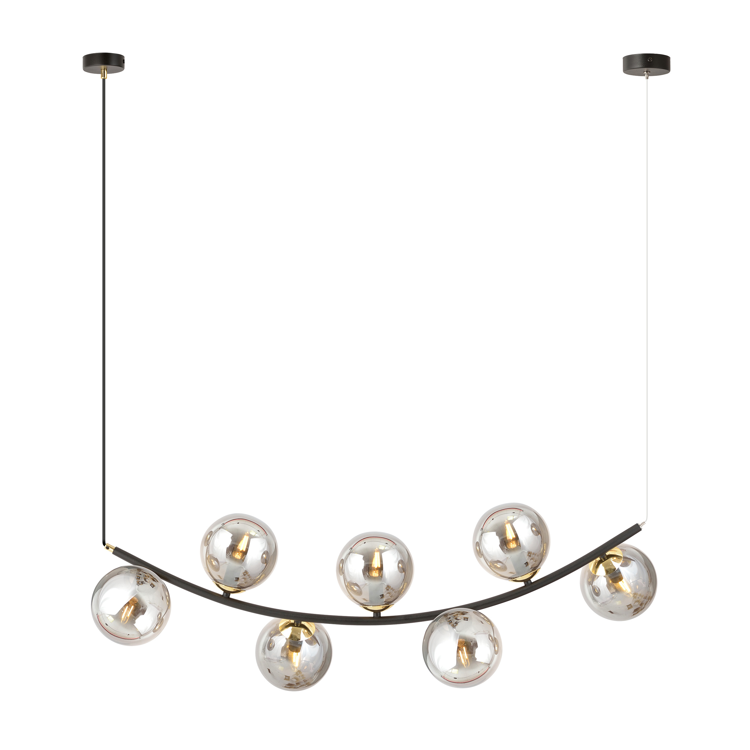 Emibig Ritz lampa wisząca 7x10W czarny/szkło grafitowe 1297/7