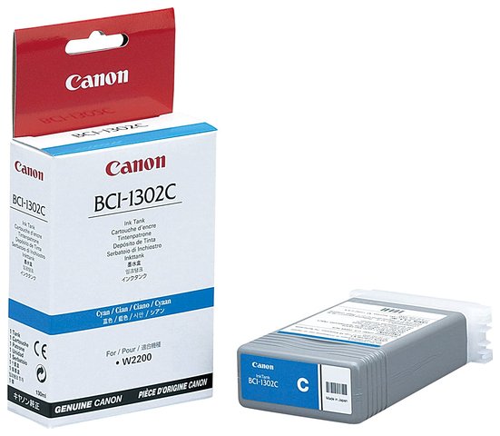 Wyprzedaż Oryginał Zgodny tusz Canon BCI-1302C 7718A001AA do Canon BJ-W2200, ImagePROGRAF W2200 | 130 ml | niebieski