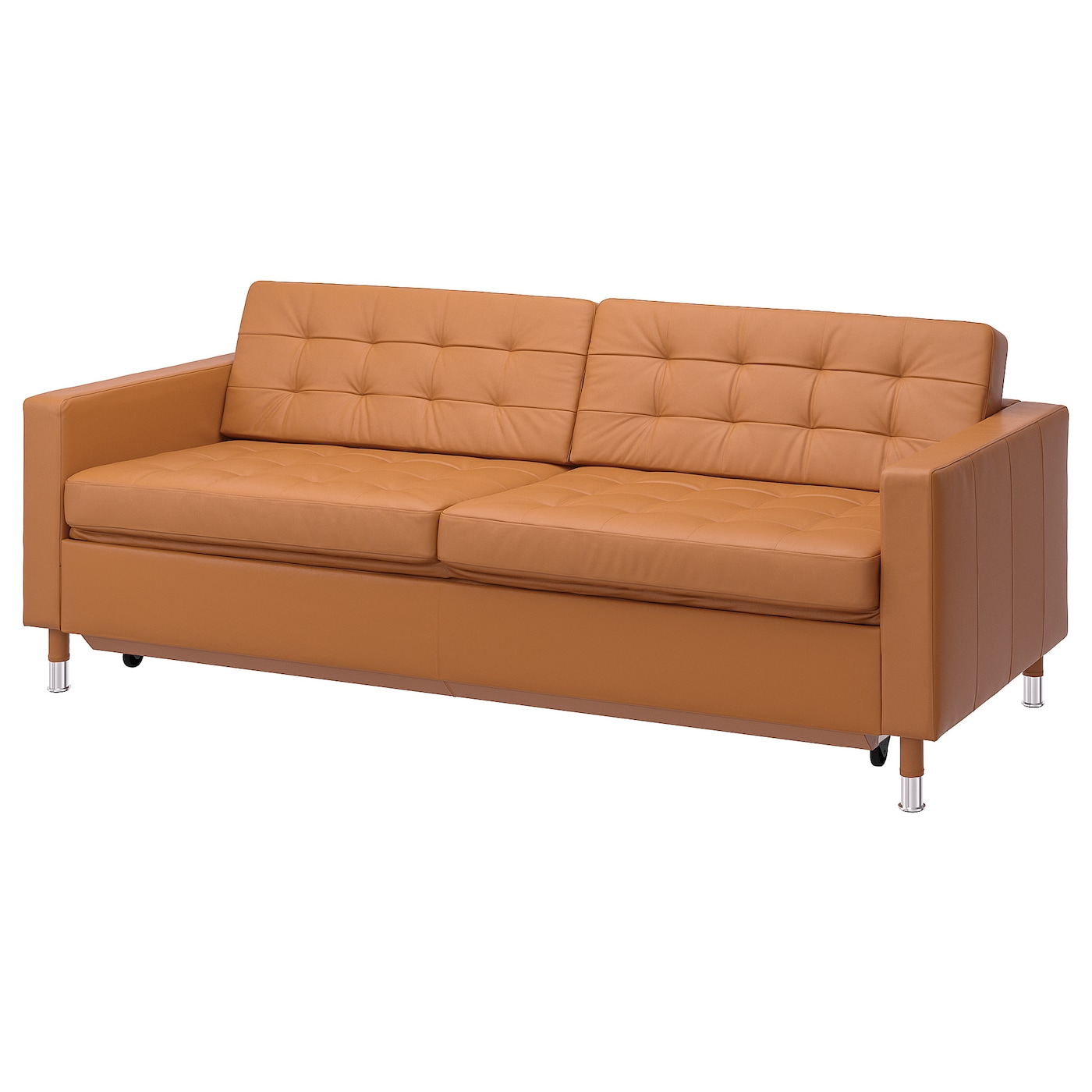 IKEA LANDSKRONA sofa 3-osobowa, rozkładana, Grann/Bomstad złoto-brązowy/metal, Wysokość podłokietnika: 67 cm