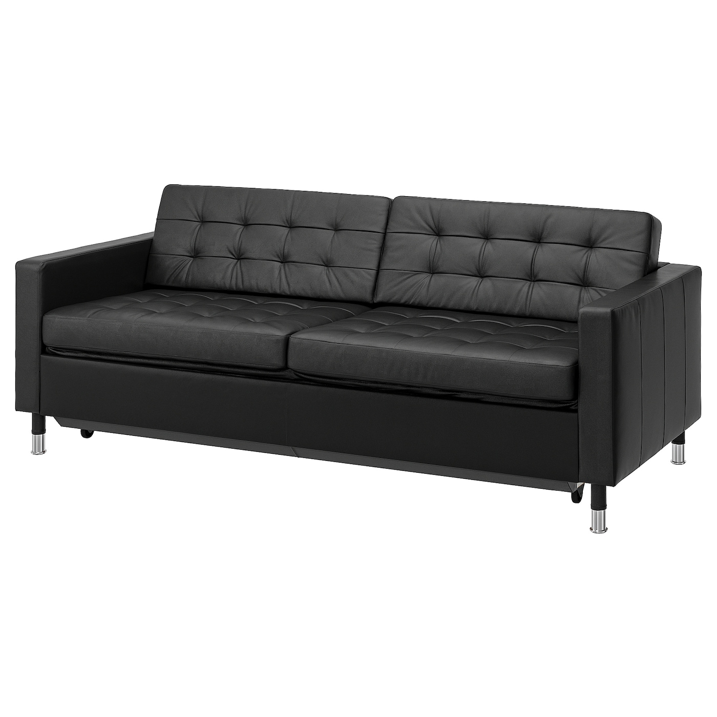IKEA LANDSKRONA sofa 3-osobowa, rozkładana, Grann/Bomstad czarny/metal, Wysokość podłokietnika: 67 cm