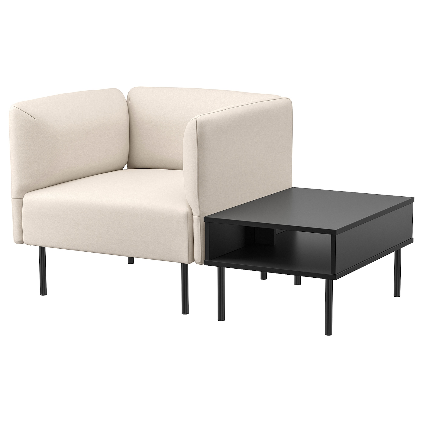 IKEA LILLEHEM fotel i stolik, Vissle beżowy/metal, Szerokość: 80 cm