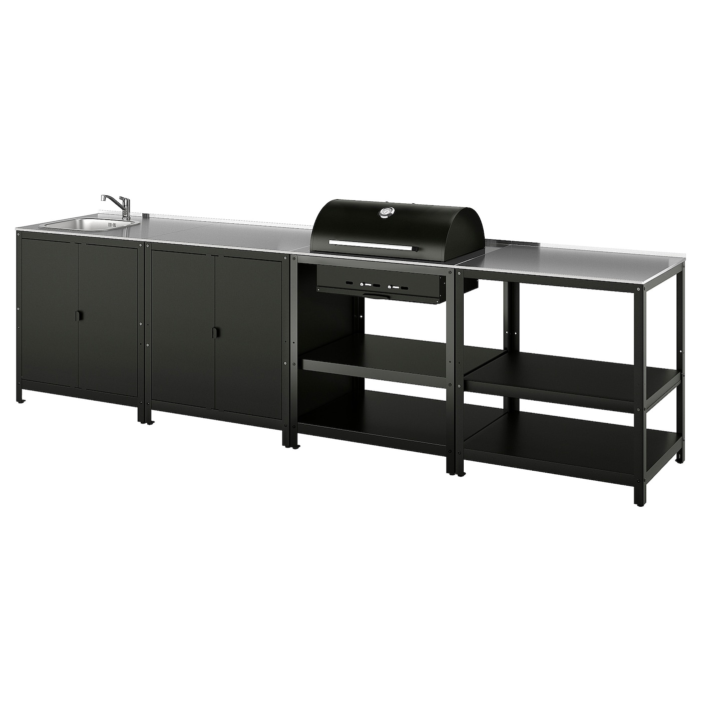 IKEA GRILLSKÄR zlew kuchenny/grill węglowy ogr, stal nierdz, 344x61 cm