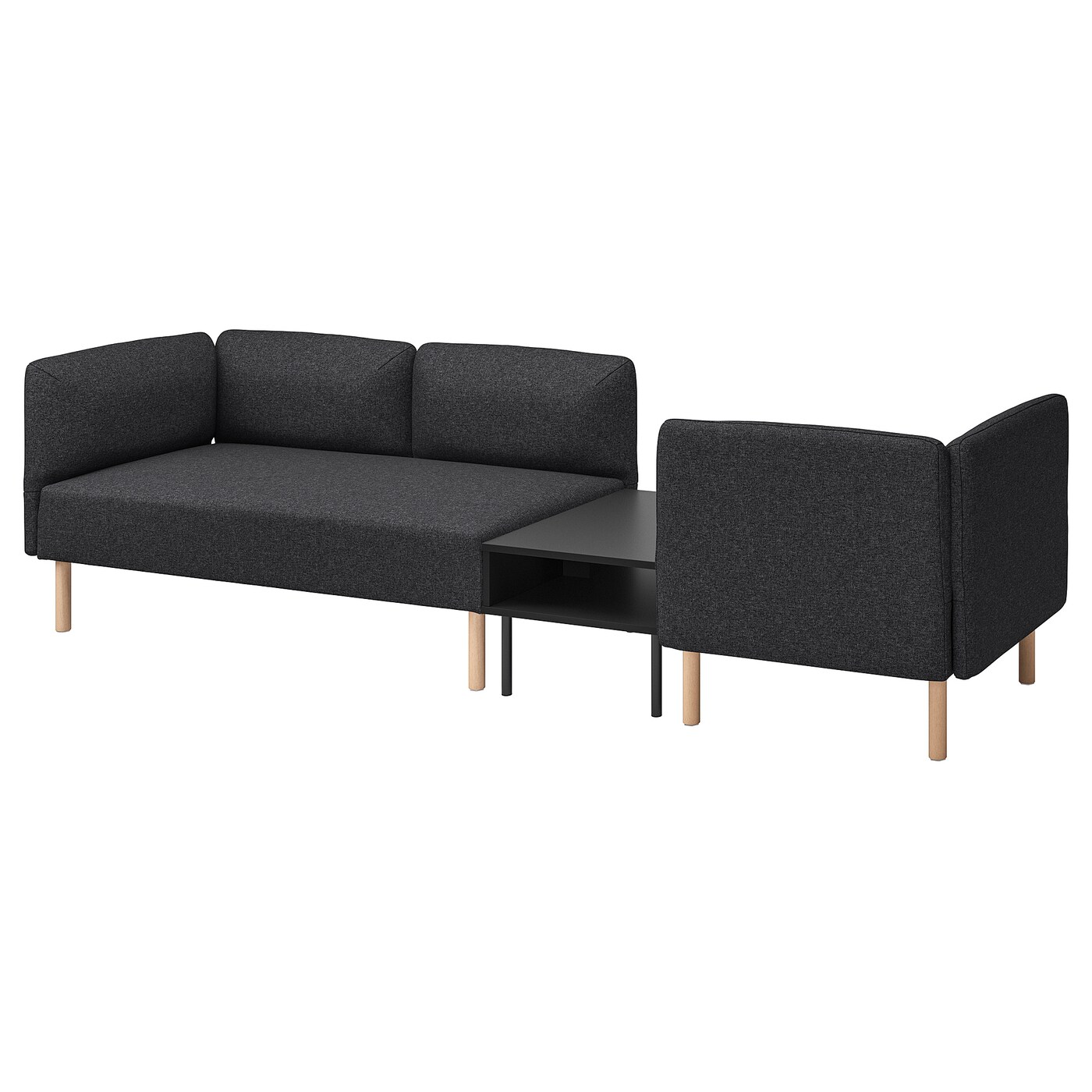 IKEA LILLEHEM 3-os sofa moduł ze stolik bocznym, Gunnared ciemnoszary/drewno, Szerokość: 274 cm