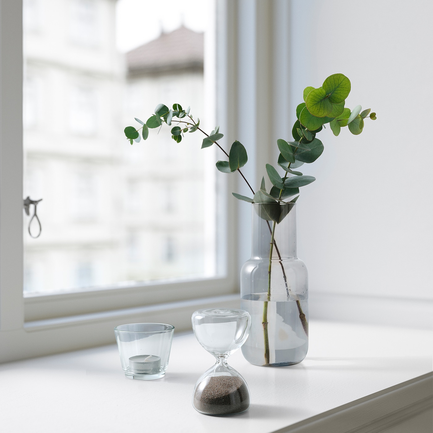 IKEA EFTERTÄNKA klepsydra ozdobna, szkło bezbarwne/piaskowy, 10 cm
