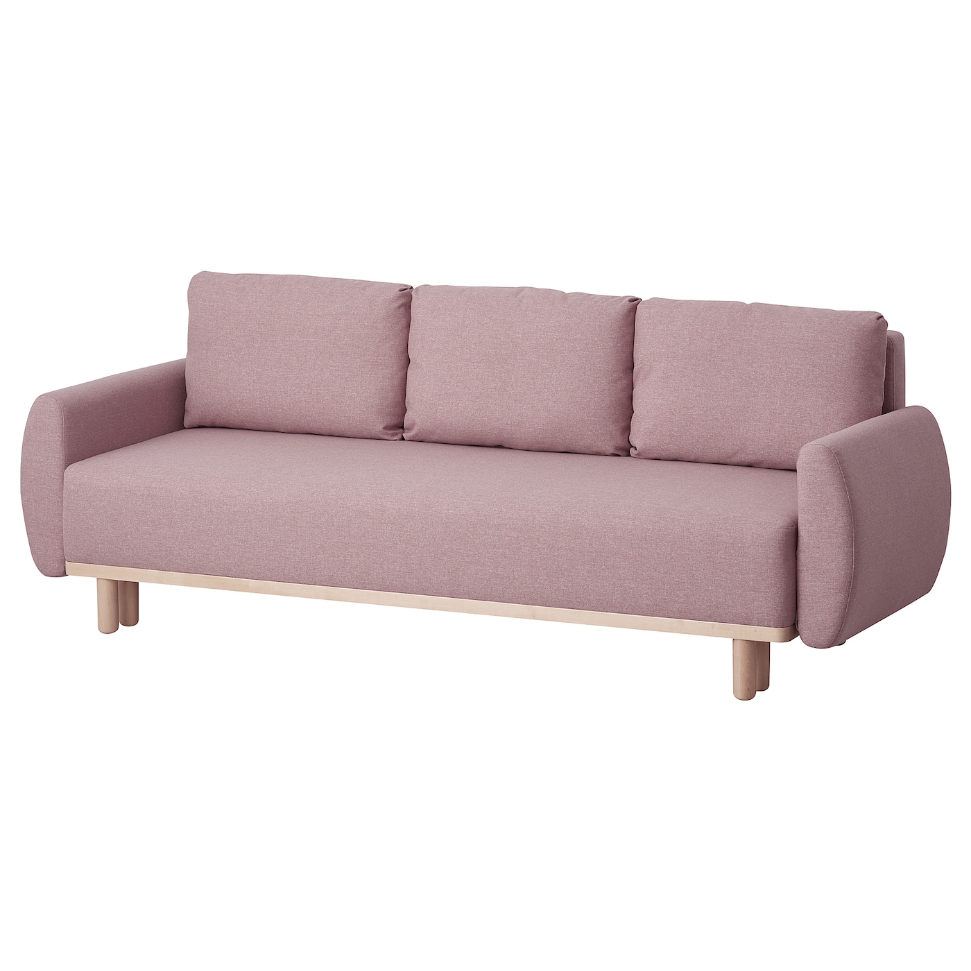 IKEA GRUNNARP sofa 3-osobowa, rozkładana, Gunnared jasny różowy, Wysokość łóżka: 46 cm