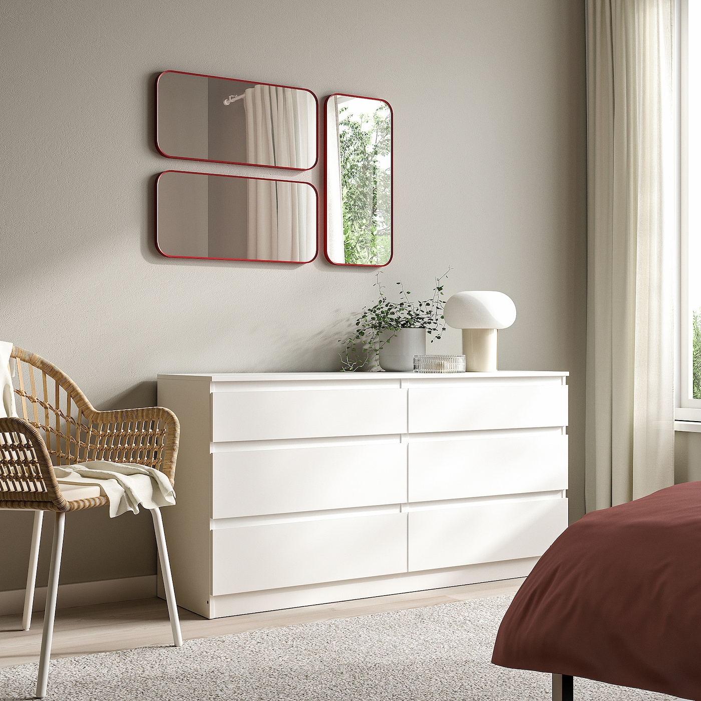 IKEA LINDBYN lustro, czerwony, 28x60 cm