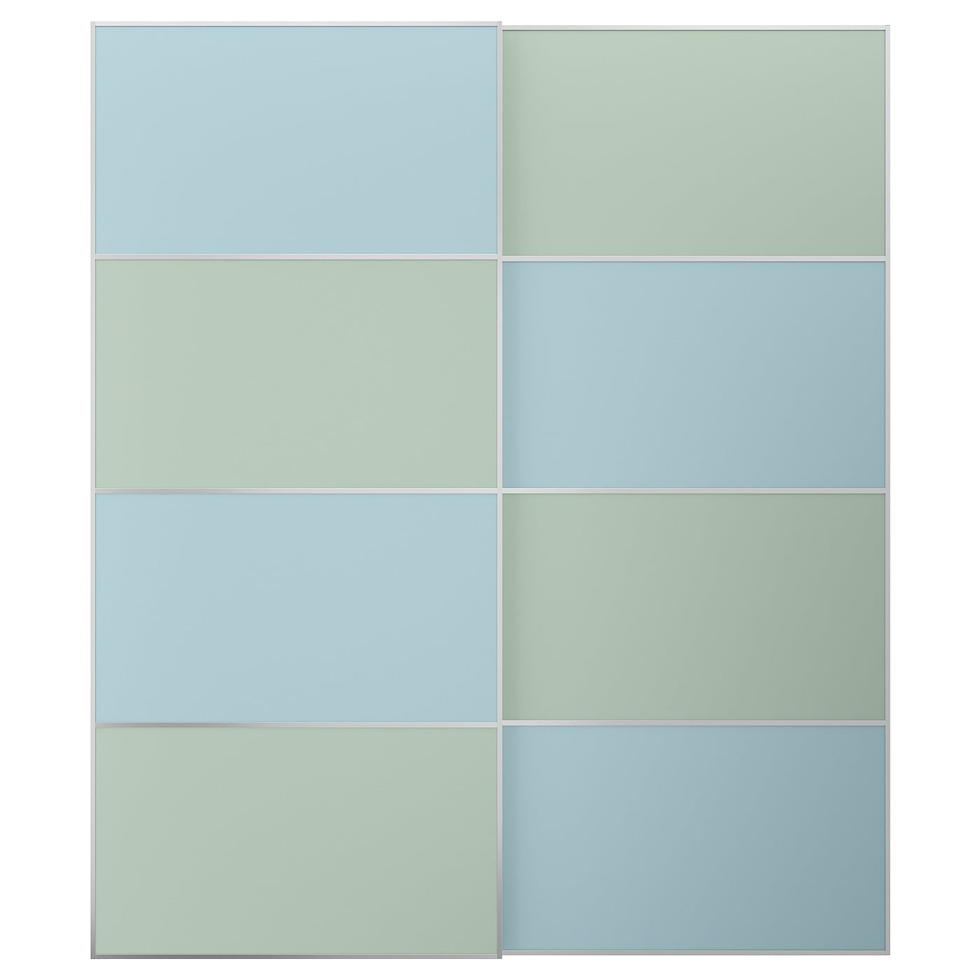 IKEA MEHAMN Drzwi przesuwne, aluminium 2str/jasnoniebieski jasnozielony, 200x236 cm