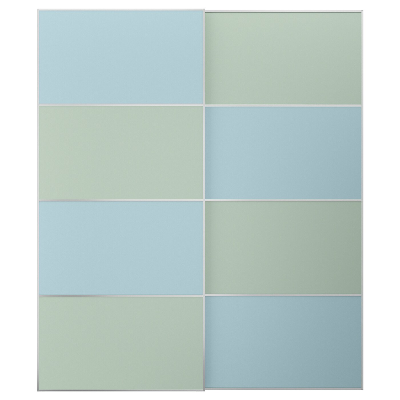 IKEA MEHAMN Drzwi przesuwne, aluminium 2str/jasnoniebieski jasnozielony, 200x236 cm