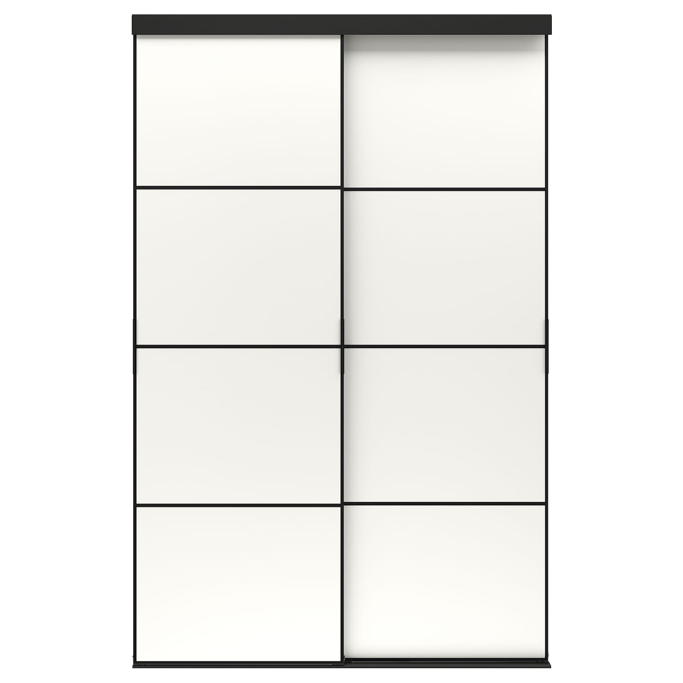 IKEA SKYTTA / MEHAMN kombinacja drzwi przesuwnych, czarny/2str biały, 152x240 cm
