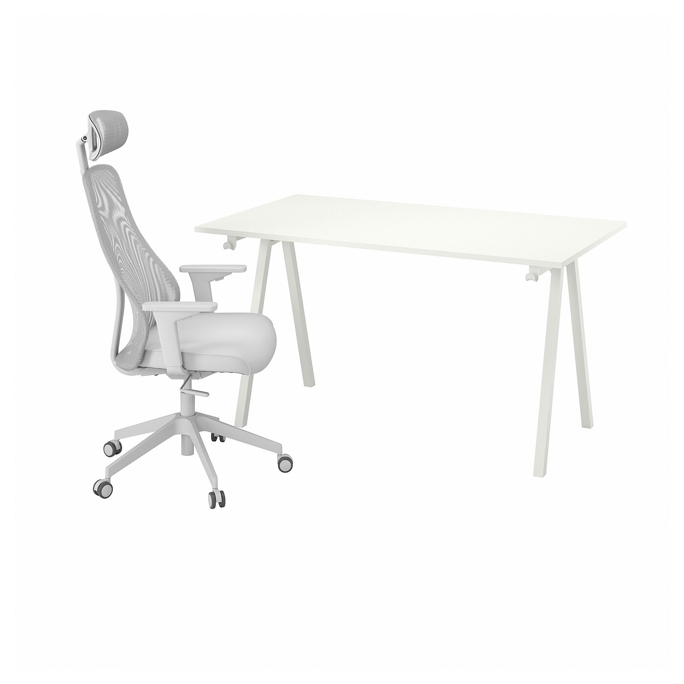 IKEA TROTTEN / MATCHSPEL biurko i krzesło, biały/jasnoszary