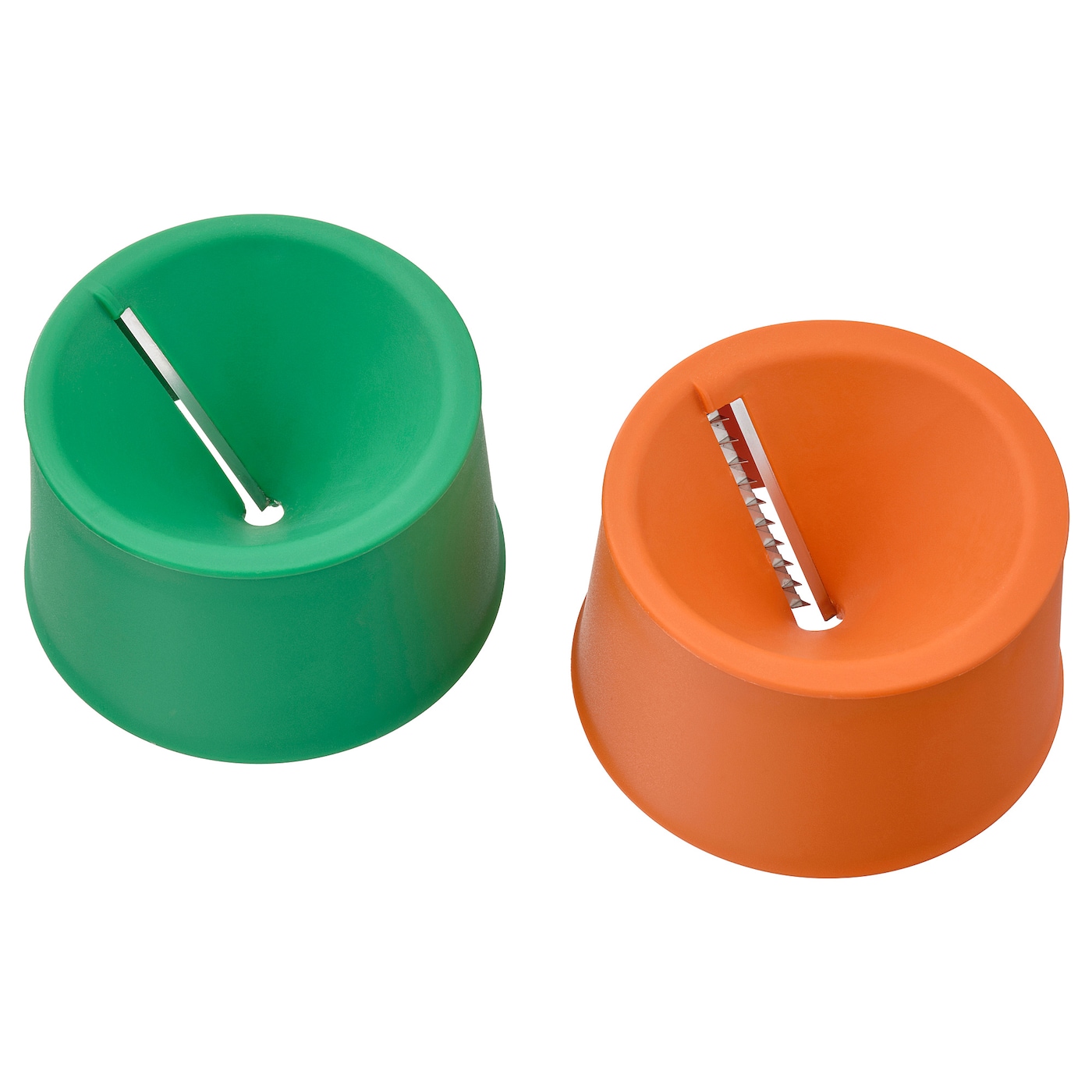 IKEA UPPFYLLD krajalnica do warzyw, zestaw 2 szt, jaskrawopomarańczowy/jaskrawozielony, Średnica: 9 cm