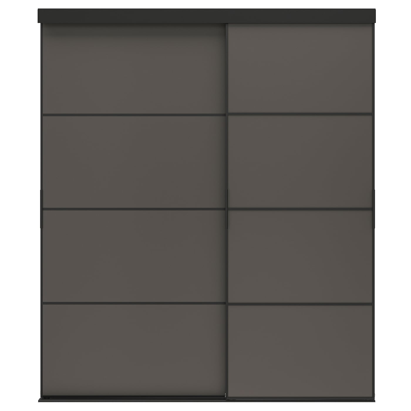 IKEA SKYTTA / MEHAMN kombinacja drzwi przesuwnych, czarny/2str ciemnoszary, 177x205 cm