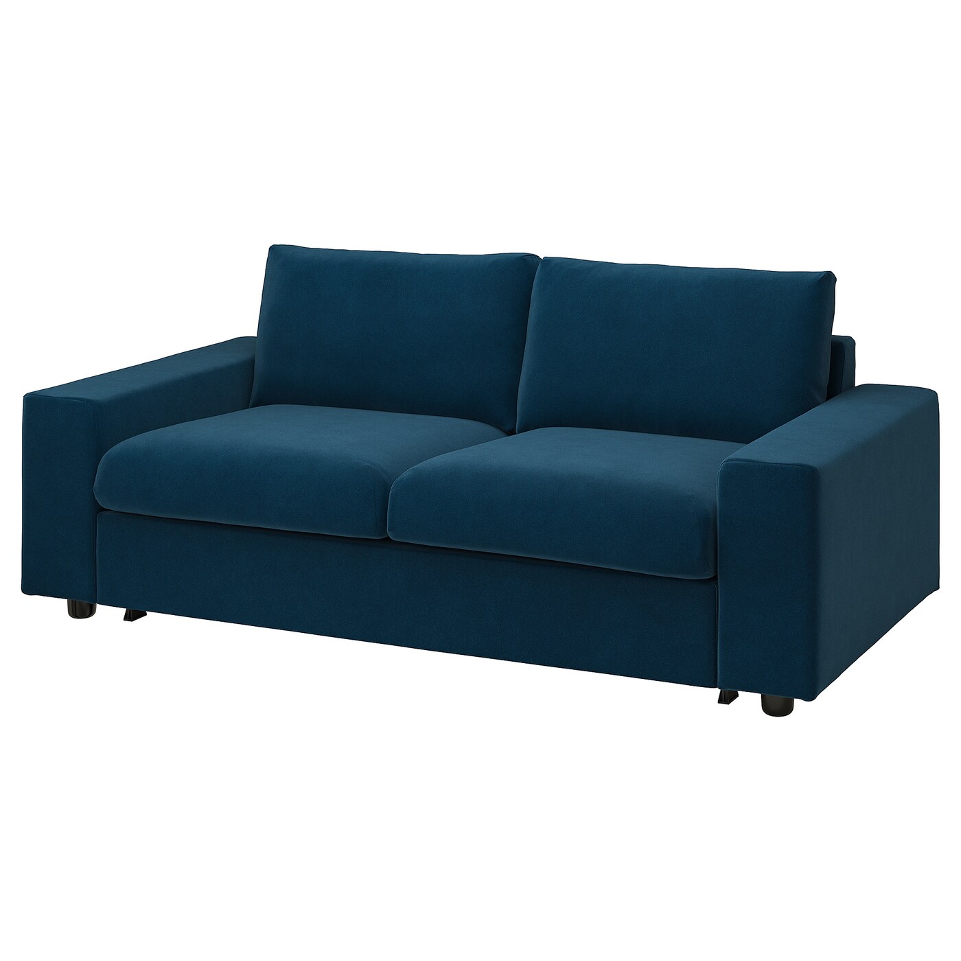 IKEA VIMLE sofa 2-osobowa, rozkładana, z szerokimi podłokietnikami/Djuparp ciemnozielononiebieski, Wysokość podłokietnika: 48 cm