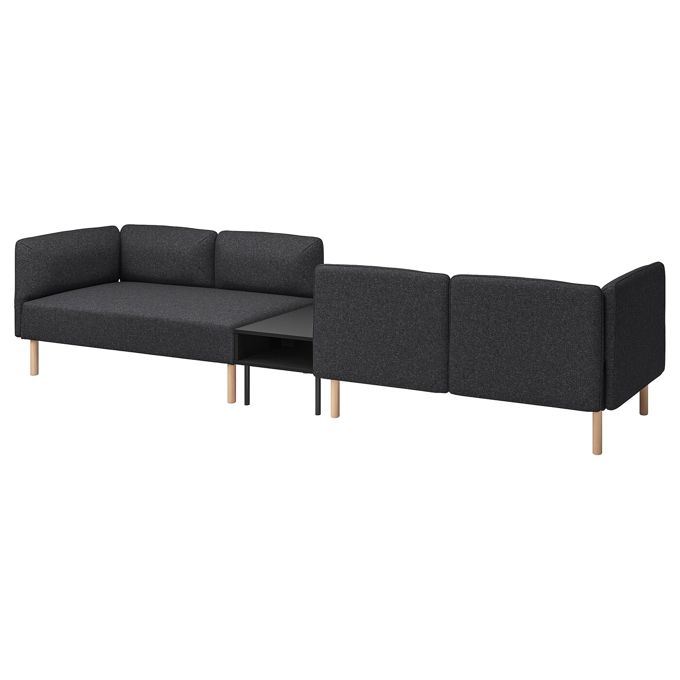 IKEA LILLEHEM 4-os sofa moduł ze stolik bocznym, Gunnared ciemnoszary/drewno, Szerokość: 346 cm